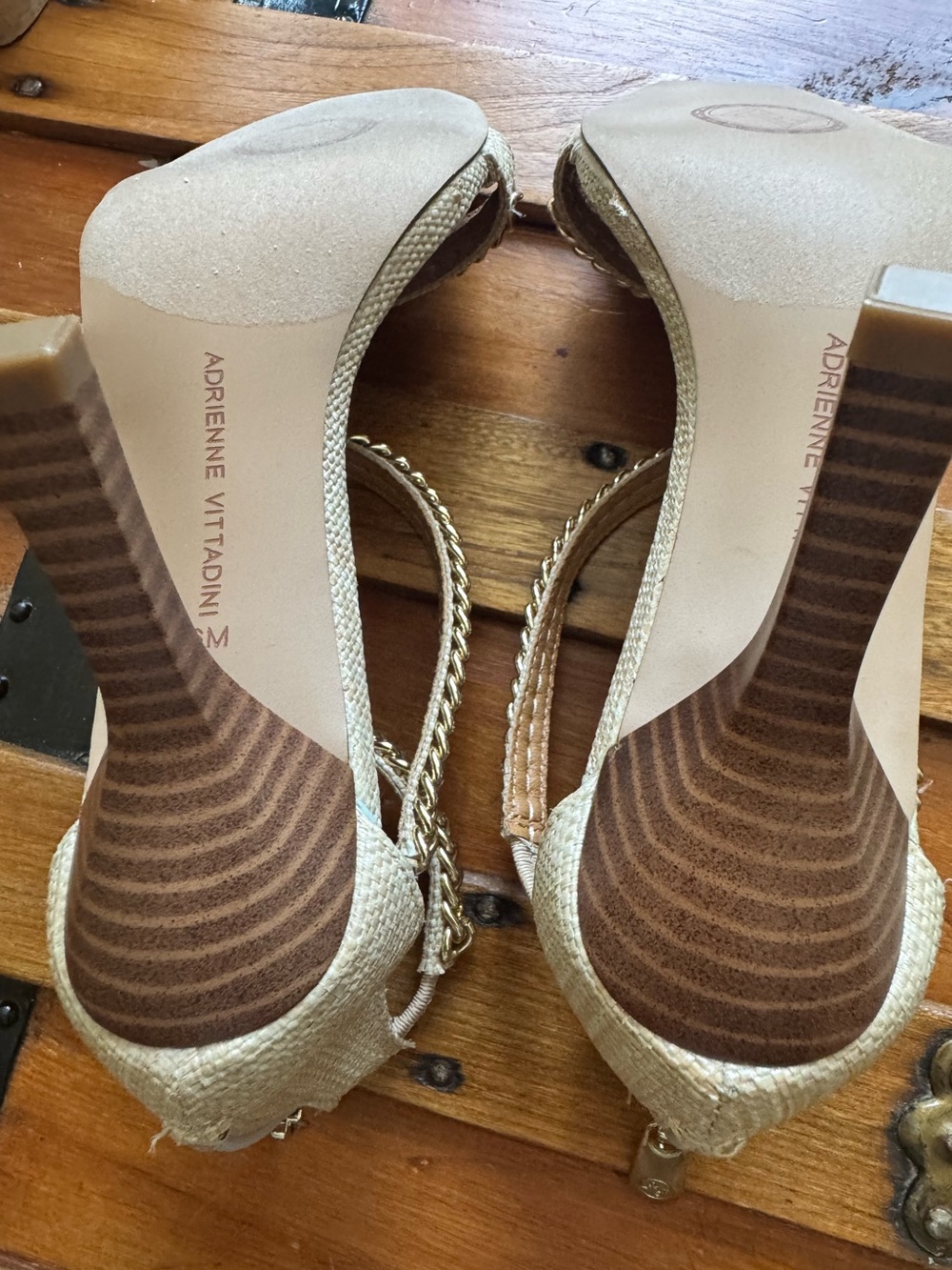 Adrienne Vittadini Geoff iStrappy Heels with Gold Chain Detail - Picture 8 of 12